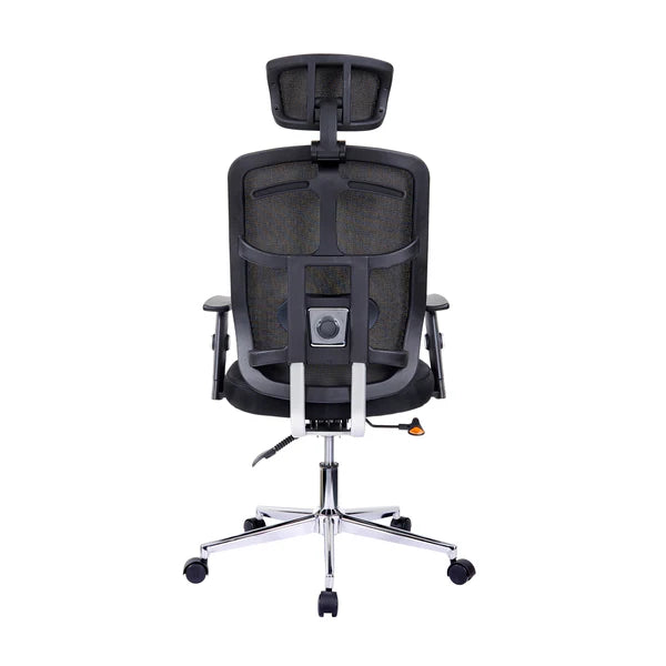 Techni Mobili High Back Executive Mesh Office Chair with Arms, Lumbar Support and Chrome Base, Black RTA-1010-BK