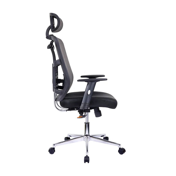 Techni Mobili High Back Executive Mesh Office Chair with Arms, Lumbar Support and Chrome Base, Black RTA-1010-BK