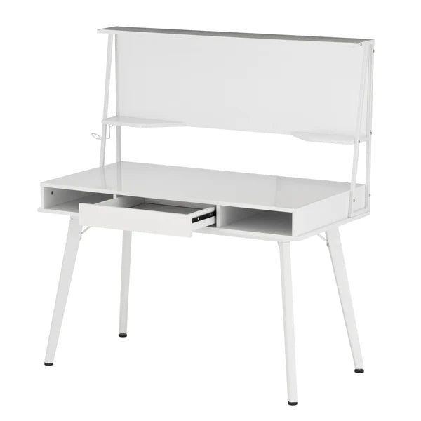 Techni Mobili Study Computer Desk with Storage & Magnetic Dry Erase White Board, White RTA-4820D-WHT
