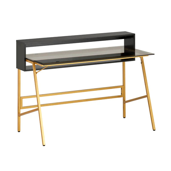 Techni Mobili Home Office Writing Desk with riser, Gold RTA-4833D-GLD
