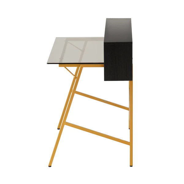 Techni Mobili Home Office Writing Desk with riser, Gold RTA-4833D-GLD