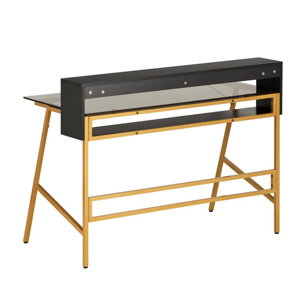 Techni Mobili Home Office Writing Desk with riser, Gold RTA-4833D-GLD
