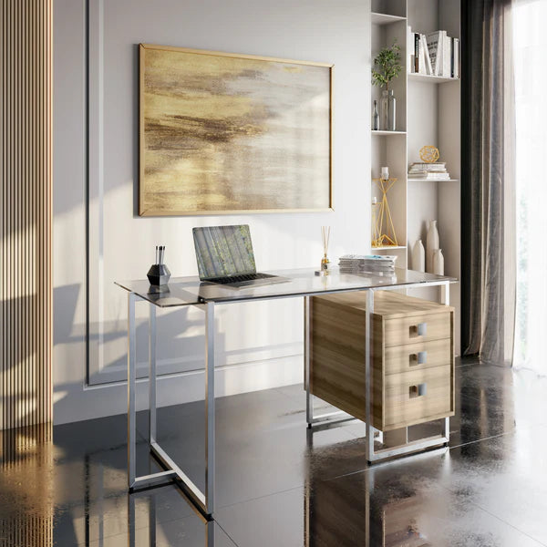 Techni Mobili Oak Computer Desk with Storage RTA-4837D-OAK