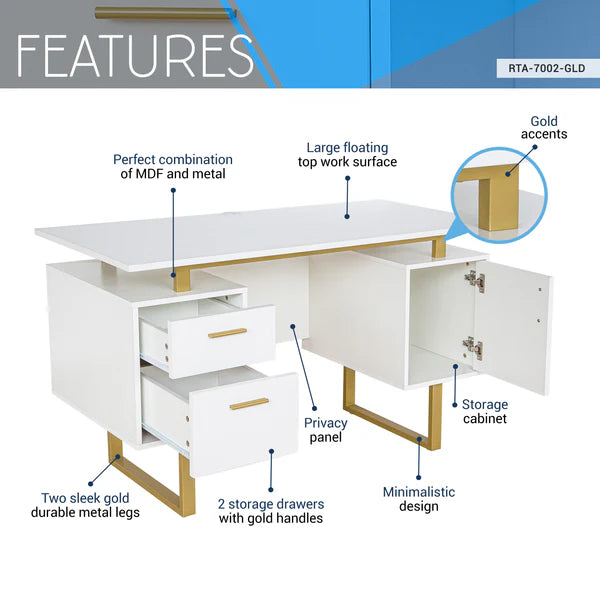 Techni Mobili Modern Office Desk with Storage