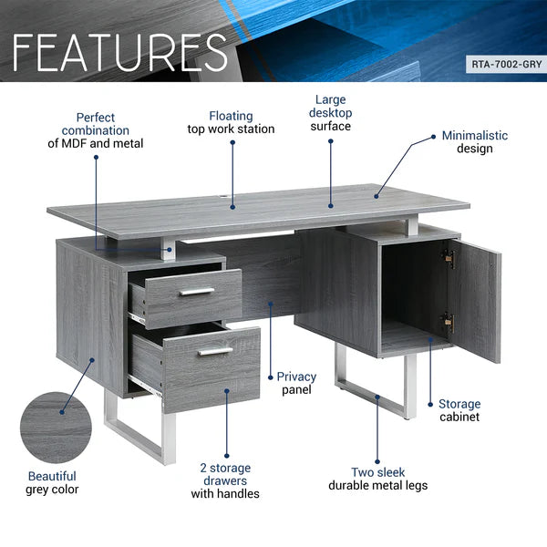 Techni Mobili Modern Office Desk with Storage