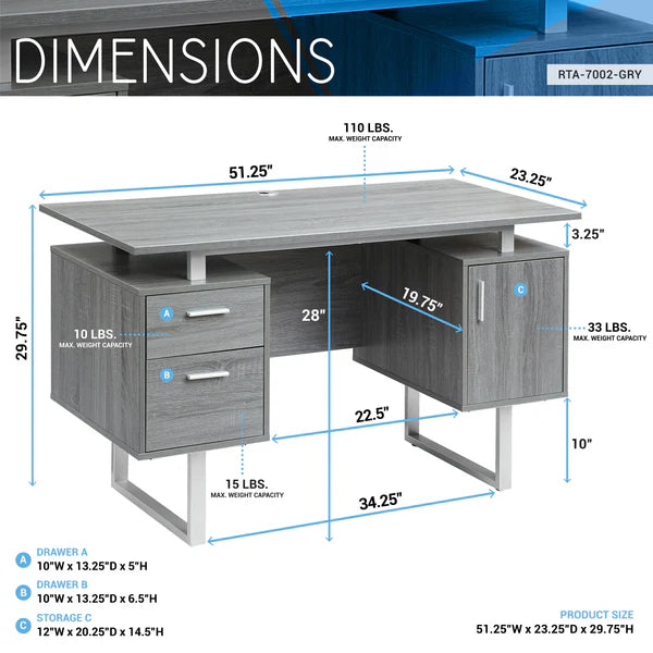 Techni Mobili Modern Office Desk with Storage