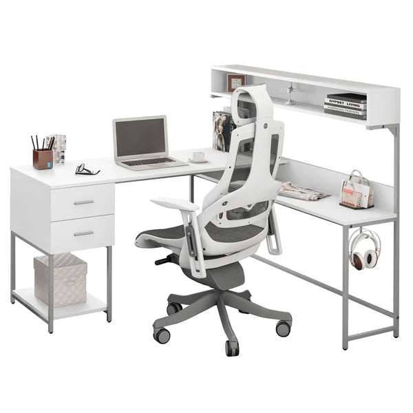 Techni Mobili L-Shape Desk with Hutch and Storage