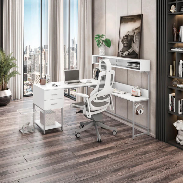 Techni Mobili L-Shape Desk with Hutch and Storage