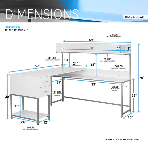 Techni Mobili L-Shape Desk with Hutch and Storage