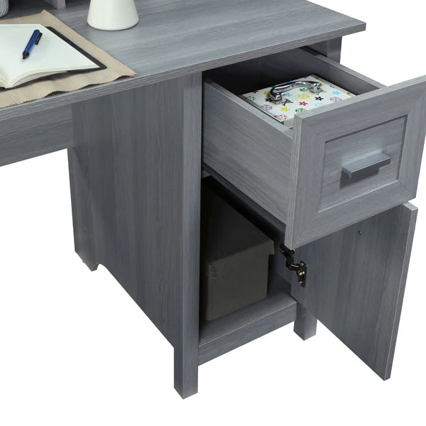Techni Mobili Classic Office Desk with Storage, Grey RTA-8411-GRY