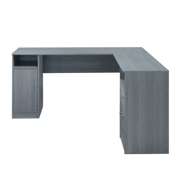 Techni Mobili Functional L-Shape Desk with Storage, Grey RTA-8412L-GRY
