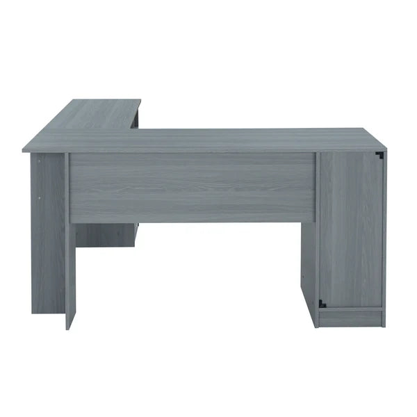 Techni Mobili Functional L-Shape Desk with Storage, Grey RTA-8412L-GRY