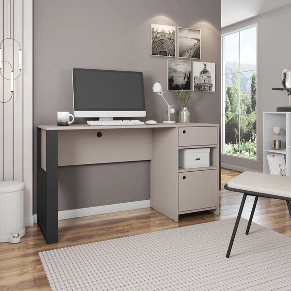Techni Mobili Modern Style Industrial Writing Desk with Storage, Grey RTA-954D-GRY
