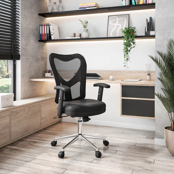 Techni Mobili High Back Mesh Office Chair With Chrome Base, Black RTA-0098M-BK