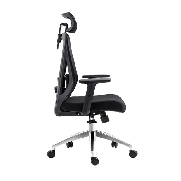 Techni Mobili Modern High-Back Mesh Executive Office Chair with Headrest and Flip-Up Arms, Silver Grey RTA-3265C-BK