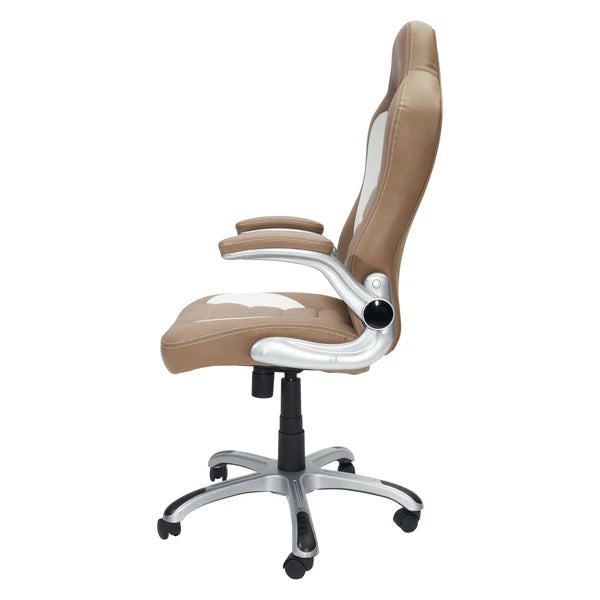 Techni Mobili High Back Executive Sport Race Office Chair with Flip-Up Arms, Camel RTA-3527-CM