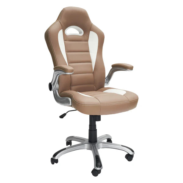 Techni Mobili High Back Executive Sport Race Office Chair with Flip-Up Arms, Camel RTA-3527-CM