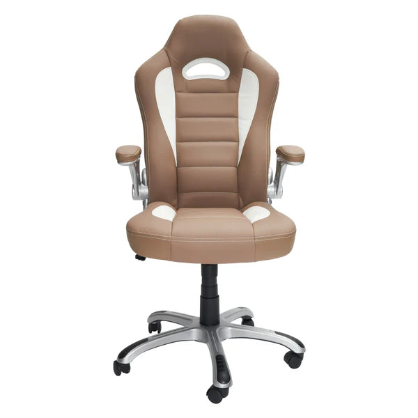 Techni Mobili High Back Executive Sport Race Office Chair with Flip-Up Arms, Camel RTA-3527-CM