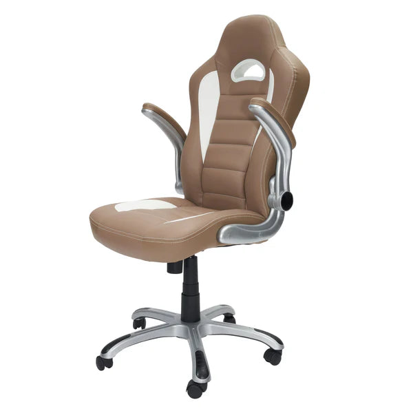 Techni Mobili High Back Executive Sport Race Office Chair with Flip-Up Arms, Camel RTA-3527-CM