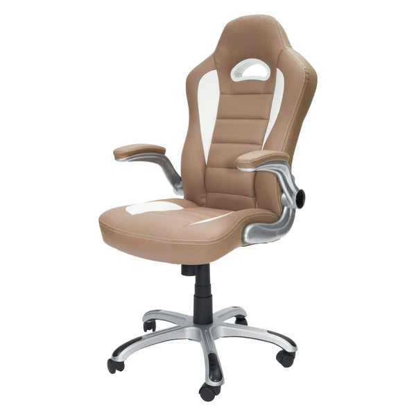 Techni Mobili High Back Executive Sport Race Office Chair with Flip-Up Arms, Camel RTA-3527-CM