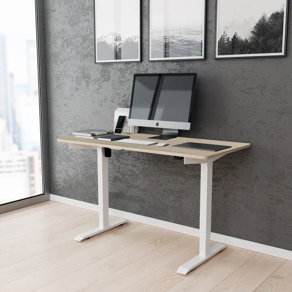 Techni Mobili Adjustable Sit to Stand Desk, Oak RTA-3940SU-OAK