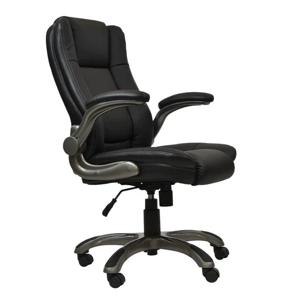 Techni Mobili Medium Back Executive Office Chair with Flip-up Arms, Black RTA-4902-BK