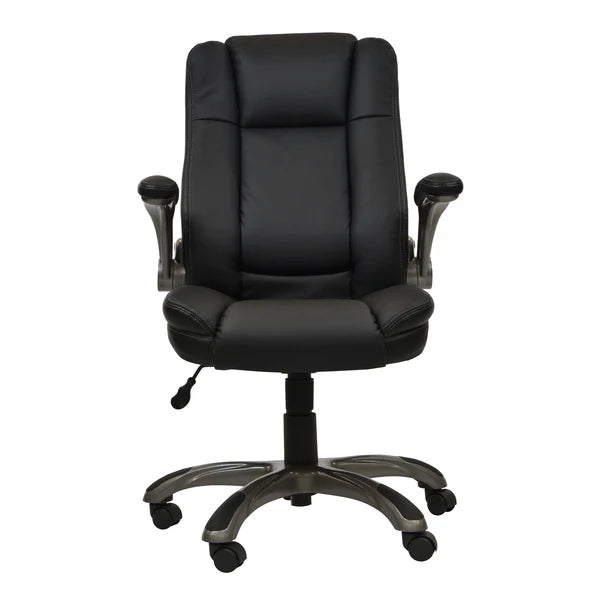 Techni Mobili Medium Back Executive Office Chair with Flip-up Arms, Black RTA-4902-BK